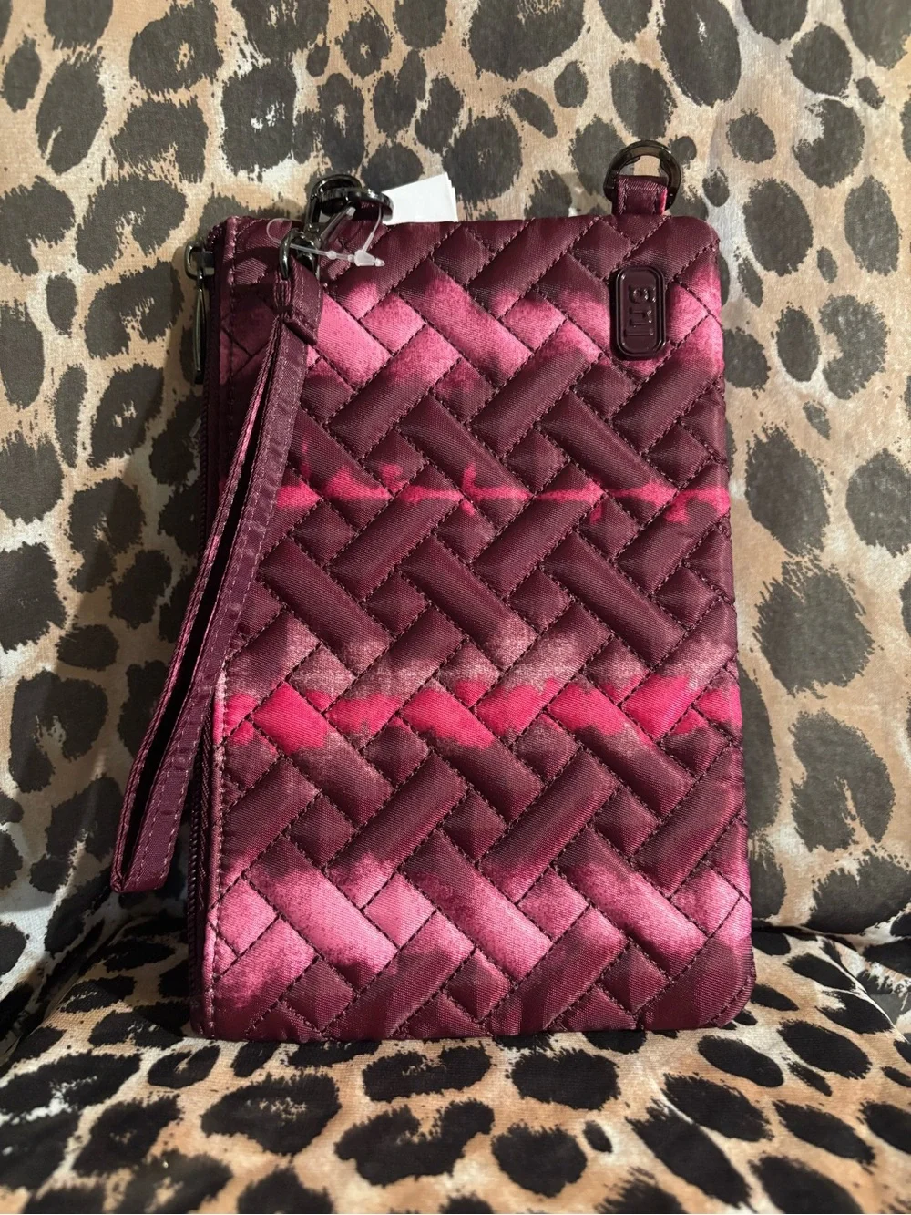 Quilted Velvet Wristlet - Burgundy Pink
